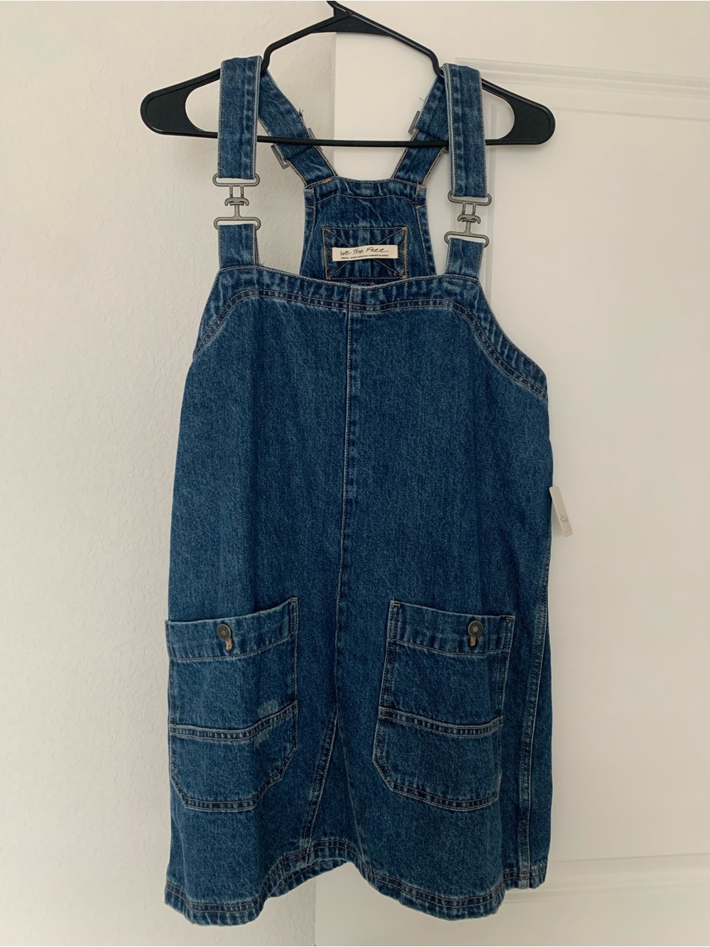 We The Free Denim Overall Mini Dress in Blue